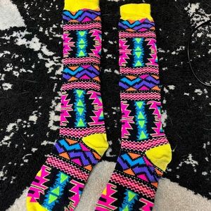 Neon Multi Colored High Socks- Never Worn